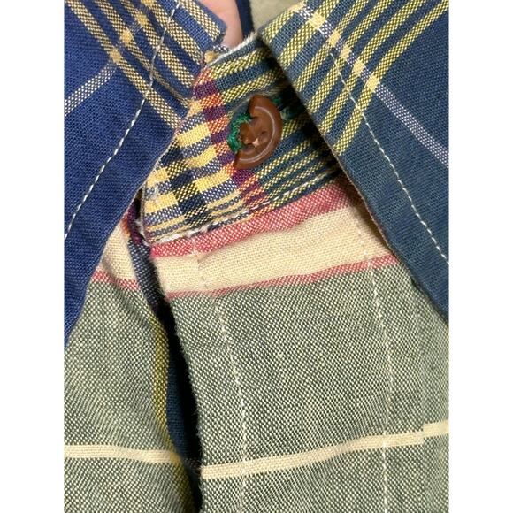 Tommy Hilfiger blue plaid short sleeves button men shirts size L - Picture 4 of 11